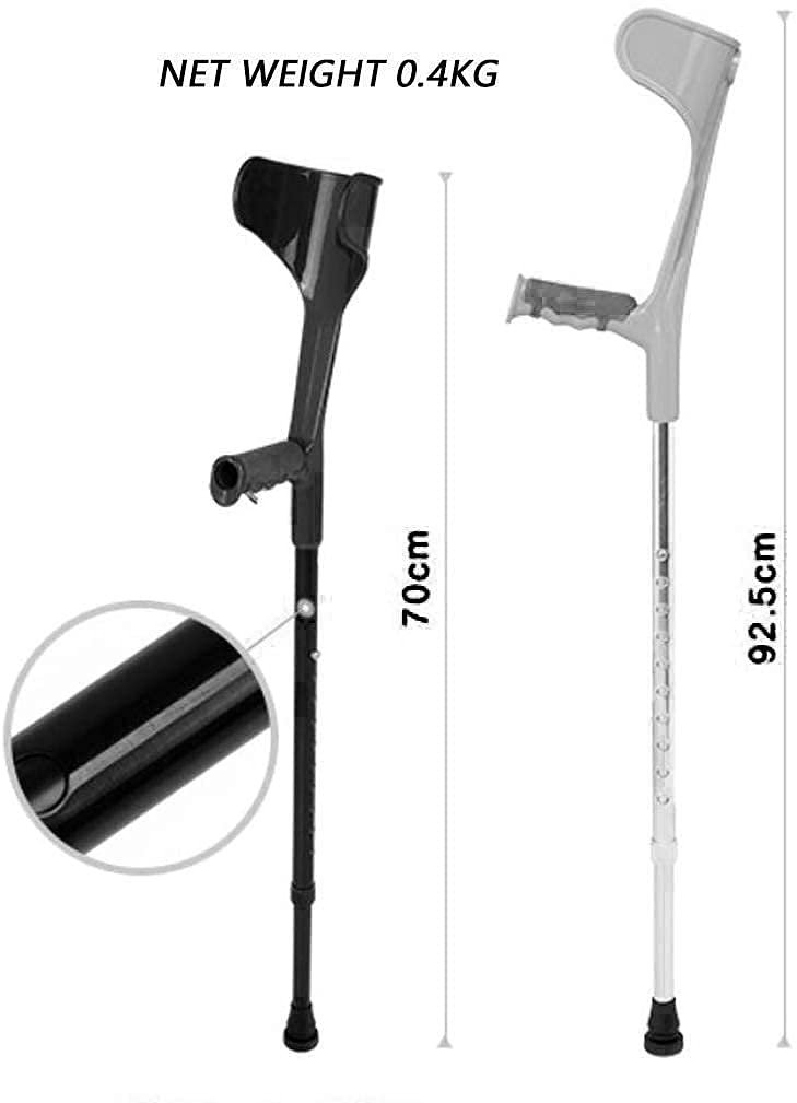 Muletas de codo plegables, altura ajustable con mango cómodo, aleación de aluminio ligera para asistencia de movilidad