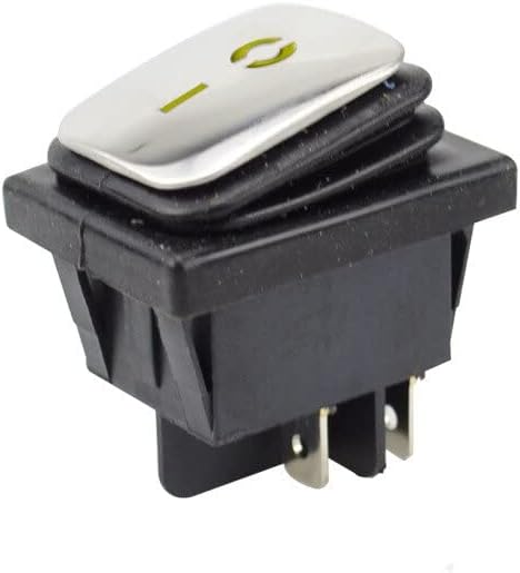CD4 SS DPST Waterproof Light Rocker Switch High Power Current | Waterproof stainless steel rocker switch, DPST, 250V/16A, LED (R/Y/B), 12-24-220V, 4ft wire.(Green ON-OFF,220V)