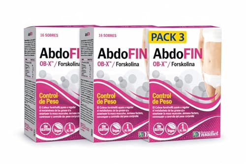 Pack 3x AbdoFIN 3 g 16 Sobres Solubles | 3 Envases de 16 Sobres (Total 48 Sobres) | Complemento Alimenticio en Polvo Monodosis | Formato Ahorro