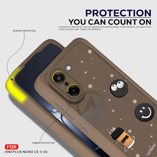 Image of AESTMO Back Case Cover for OnePlus Nord CE 5 5G Cover | Cute Fun Cartoon 3D Ball | Coffee Silicone Case | Full Body Protection | Camera Protection Back Cover for OnePlus Nord CE 5 5G (Brown)