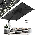 Hotime 10ft Patio Cantilever Umbrella Large Rectangular Deck Offset Umbrellas on clearance,sombrillas de patio tilt umbrella with 360°Rotation & Heavy-Duty Aluminum Frame,for Pool Garden Patio,Gray