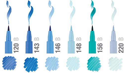 Image of Faber-Castell Pitt Artist B Extra Fine Pen Set - Pack Of 6 (Blue) Pitt Artist B Pen Set - Pack Of 6