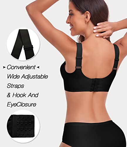 Woweny Minimizer Bras For Women Full Coverage Womens Bras No Underwire Sports Bras For Women Padded Push Up Bra (Black, Large) #TOP2