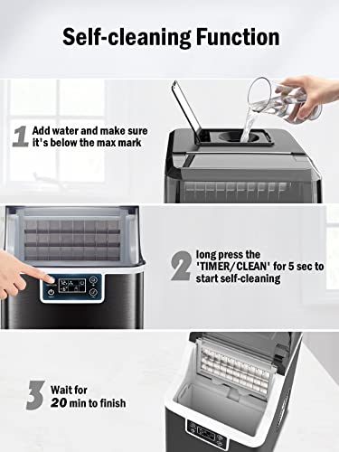 Kndko Ice Makers Countertop, 2,000 Pcs/45 Lbs/Day,2 Way Filling,Self-Cleaning,6 Gears Ice Size Control,24H Timer, Ice Machine Maker Countertop For Home Outdoor Rv #TOP4