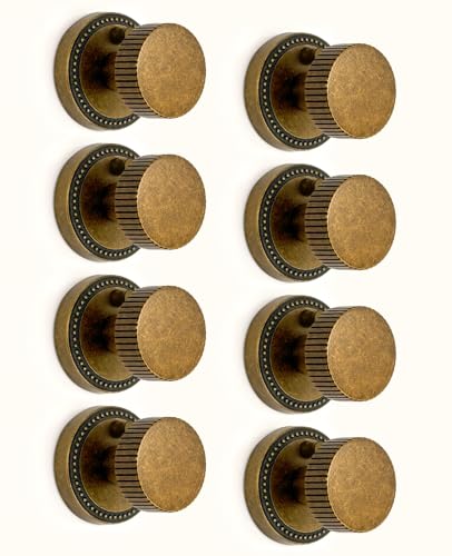 Asidrama 8 Pack Antique Brass Privacy Door Knobs with Lock, Vintage Door Handles with Antique Brass Door Knobs Interior for Bedroom or Bathroom, Heavy Duty Door Lever for Left Right Sided Doors