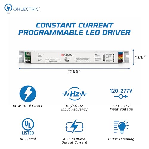 Image of OHLECTRIC 2 Pack - 50W Replacement for OTI 50 /120-277 /1A4 DIM L | Constant Current Programmable Linear LED Driver with 0-10V Dimmer | 120-277 Volts | 50 /60 Hz Input Frequency