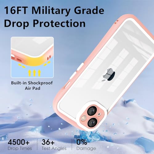 Funda rosa para iPhone 15 Pro con anillo giratorio 360 5