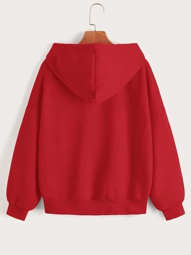 Image of Casual Solid Full Sleeves Women Stylish Hooded Neck Fleece Zipper Hoodie for Winter