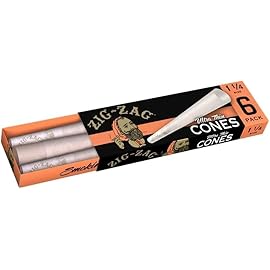 ZIG-ZAG Pre Rolled Cones 1 1/4 Size Ultra Thin 6-Count Packs - Pre Rolled Cones with Tips & Packing Tubes Included (36-Pack (216 Cones))
