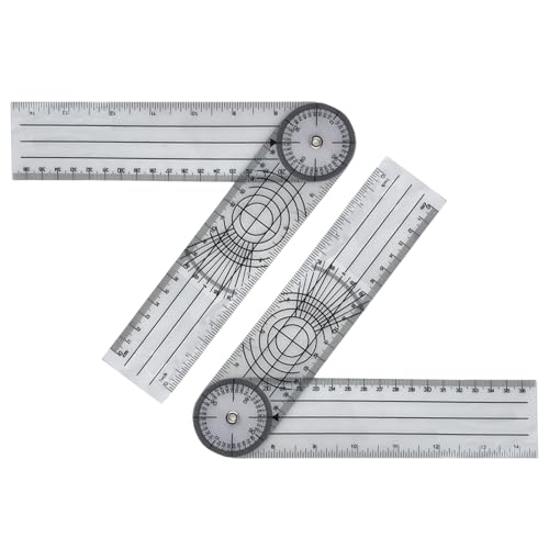 Yicoovey Protractor, 2 pcs Protractor Physiotherapy, 360° Angle Transparent Joint Protractor