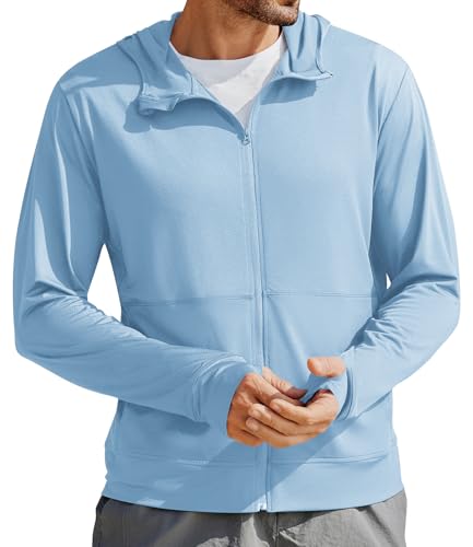 Image of PINSPARK Men's UPF 50+ Full Zip Up Sun Protection Hoodie Jacket Long Sleeve Lightweight UV Shirts for Men Hiking Fishing