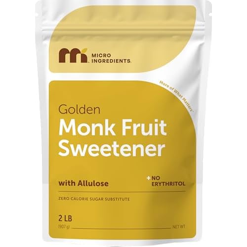 Micro Ingredients Golden Monk Fruit Sweetener with Allulose, 2 lbs | 1:1 Brown Sugar Substitute, No Erythritol, No Aftertaste | Zero Calorie Sugar Alt