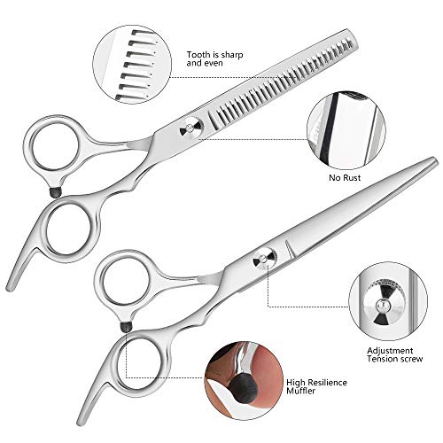 Tijeras de Peluquería Para el Cabello, 9PCS Tijeras Profesional con Capa de Barbero y Peine De Maquinilla de Afeitar… - Imagen 3