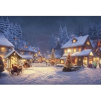 YongFoto 3x2m Christmas Backdrop Scene Village Snowfield Pine Tree - View #8