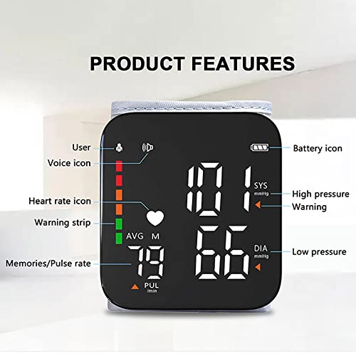 Digital Wrist Blood Pressure Monitor, Automatic Wrist High Blood Pressure Machine With Large Display Screen 2 Users 180 Readings Memory For Home Use, Wrist Bp Cuff Size 5.31"-7.68" (Black, Usb) #TOP6