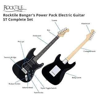 Rocktile Banger’s PowerPack Guitare electrique – Ensemble de Guitare électrique Noir – Kit avec Ampli de 25 W, Housse… - Les Beatles, Paul McCartney, John Lennon, RIngo Starr, George Harrison Rocktile Banger's PowerPack Guitare electrique - Ensemble de Guitare électrique Noir - Kit avec Ampli de 25 W, Housse… – Image 4