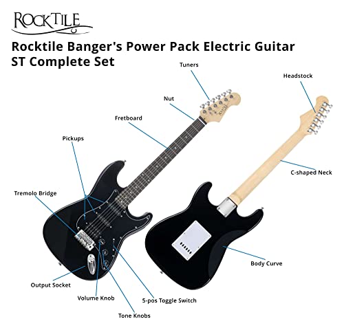 Rocktile Banger’s PowerPack Guitare electrique – Ensemble de Guitare électrique Noir – Kit avec Ampli de 25 W, Housse… - Les Beatles, Paul McCartney, John Lennon, RIngo Starr, George Harrison Rocktile Banger's PowerPack Guitare electrique - Ensemble de Guitare électrique Noir - Kit avec Ampli de 25 W, Housse… – Image 5