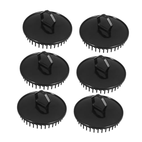 IWOWHERO Cepillos Masajeadores De Cuero Cabelludo Redondos 6 Piezas Negro, y Raspador Para Caspa, Herramienta Ergonómica Para Ducha y Masaje Corporal, Uso Unisex En Salón De Belleza