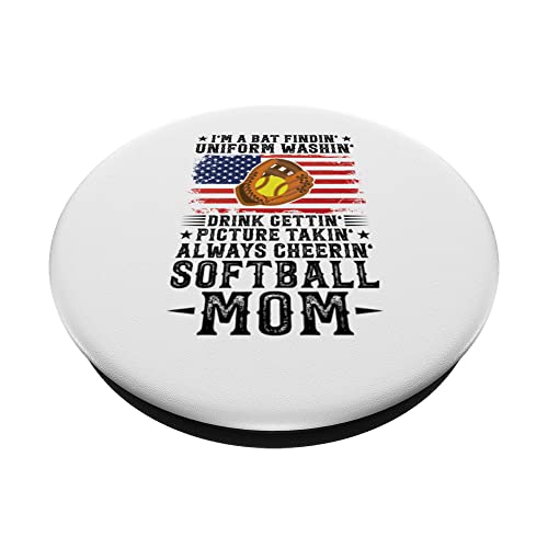 I'm a bat findin washin' softball mom softball PopSockets Swappable PopGrip, Black - Image 2