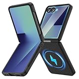 Ruky for Z Flip 7 Slim Case, Full Body Cover Anti-Scratches Shockproof Hard PC Ultra-Thin, [Compatible with MagSafe] Protective Magnetic Carbon Fiber Phone Cover for Samsung Galaxy Z Flip 7 5G, Black