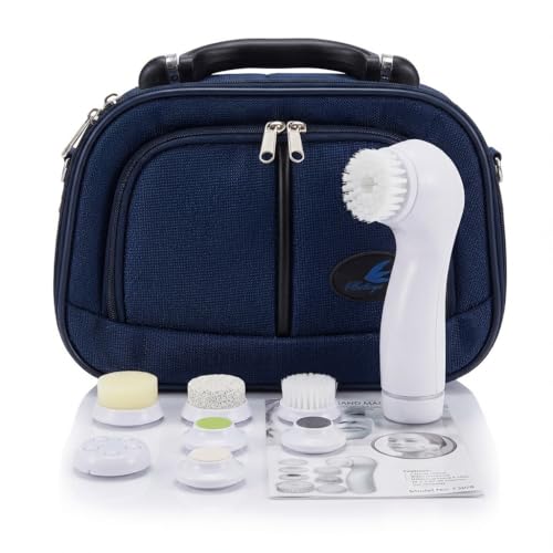 White Swan Beauty WS-801 8-in-1 Facial Cleansing Brush Set - Waterproof Electric Face Brush, 2 Speed Settings, Manicure Pedicure Tools, Battery Powered Beauty Device for All Skin Types