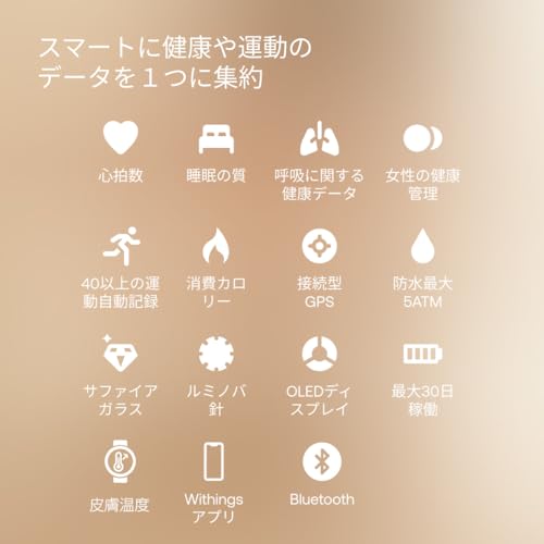 Withings ScanWatch Vitals 42mm ブラック HWA10-42-BLACK-SILVE の商品画像 7