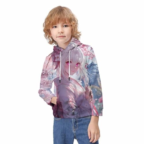 Sweat à capuche fleurs de cerisier 3D : cadeau idéal 9-11 ans - 2
