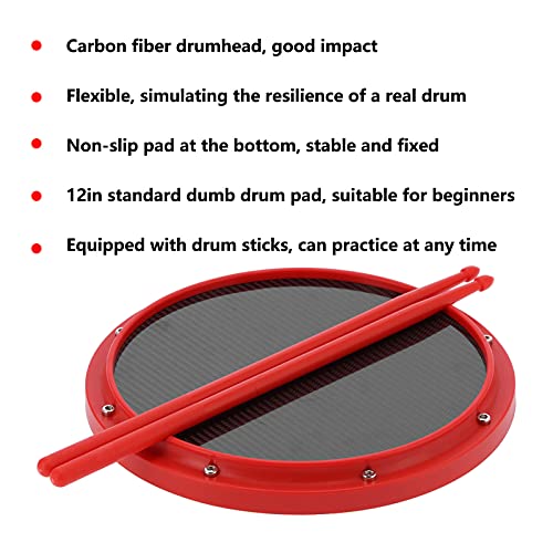 Drum Training Pad, Schokabsorberende Mat Dumb Drum Pad Drumsticks voor Outdoor voor Familie (rood) - Image 4