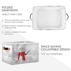 senya Christmas Basket, Snowman in Winter Foldable Fabric Collapsible Storage Bins Organizer Bag for Storage Clothes senya Christmas Basket Snowman in Winter Foldable Fabric Collapsible Storage Bins Organizer Bag for Storage Clothes