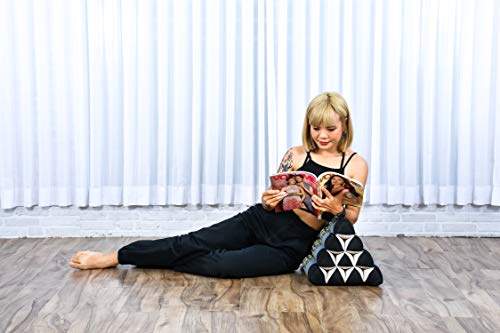Image of Leewadee Triangle Cushion - Comfortable Backrest for TV or Reading, Incline Pillow for Relaxing Made of Kapok, 20 x 13 x 13 inches, Blue