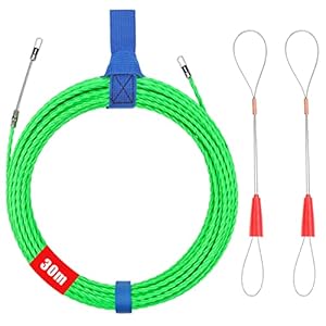 biliple tire fils electrique, enfile câble 30 m, 4 mm diamètre tire cable Électrique, câble de fil Électrique tirant avec 2 tête flexible de guidage, pour l'installation de câbles