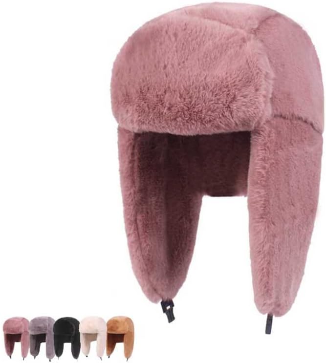 Trapper Hat, Ski Cap，Winter Warm Hat Earflap Hat Thicken Lining Snow Skiing Windproof Solid Color Beanies Bomber Cap