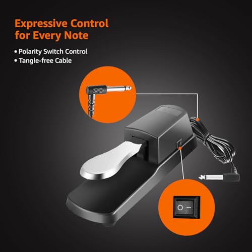 Image of Amazon Basics Universal Sustain Pedal for Digital Pianos and Keyboards - Durable Metal Construction with Polarity Switch