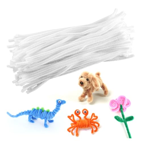 YHTCC 100PCS White Pipe Cleaners for Craft 30cmx 6mm Pipe Cleaners