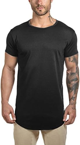 Althlemon Mens Running Short Sleeve Hipster Curved Longline Drop Tail Shirt Long Tshirt Workout Casual Tee