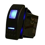 Amarine Made 12v 20 Amp Waterproof On-Off-On 2 Position Boat Marine DPDT 7 Pin Rocker Switch with 2 Led Lamps (Blue)