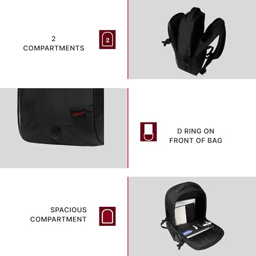 Image of F Gear Mason Black 34L Premium Soft Touch Laptop Backpack | Fits 17 inch Laptop | Lightweight with Tablet Sleeve, 2 Compartments, 2 Pockets & Luggage Strap |Water-Resistant | Office, College & Travel