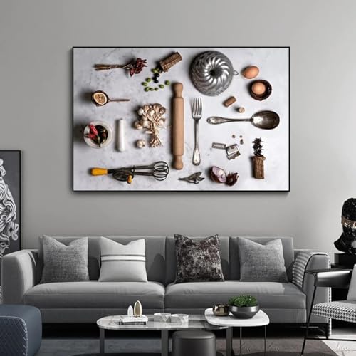 Peinture sur toile KEBIA grand format 80x110 cm tableau de vaisselle minimaliste sans cadre