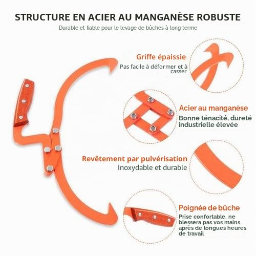 20 Pouces (Environ 50,8 cm) Pince Forestière pour Troncs, Pince de Levage pour Bois Bàches, Mandrins de Serrage, Outils pour Soulever et Transporter le Tronc D'arbre