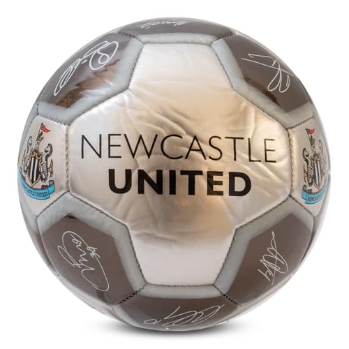 Hy-Pro Officially Licensed Newcastle United F.C. Signature Football - Metallic, Size 1, NUFC, Training, Match, Merchandise, Collectible For Kids and adults