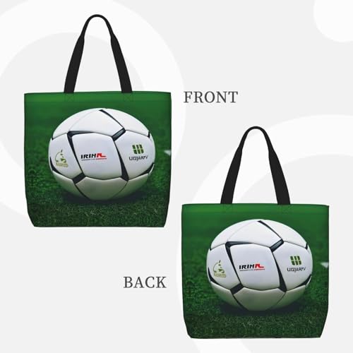 White Soccer Ball Print Women Reuseable Handbag, Grocery Bag Foldable For Shopping Travel Activity3