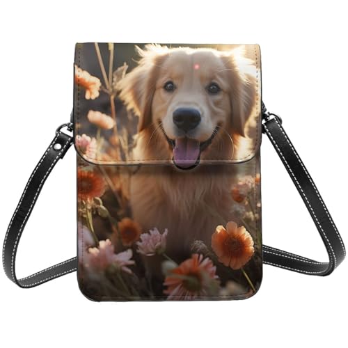 Sac à bandoulière cuir femme portefeuille voyage compact sangle réglable motif chien