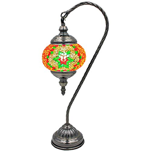 Silver Fever Handcrafted Mosaic Turkish Lamp Moroccan Glass Table Desk Bedside Light Bronze Base With E12 Bulb (Christmas Color Snowflakes Lattern) #TOP4