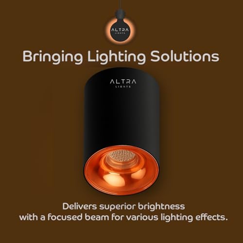 Image of 12W COB LED Surface Mounted Cylinder Downlight | Spotlight for False Ceiling & Wall | for Living Room, Office Roof | Natural White, Aluminium Black & Rosegold Reflector | Pack of 8