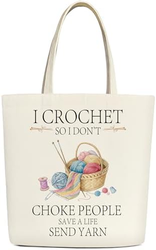 Cute Canvas Crochet Tote Bag for Women, Perfect Mother's Day Birt...