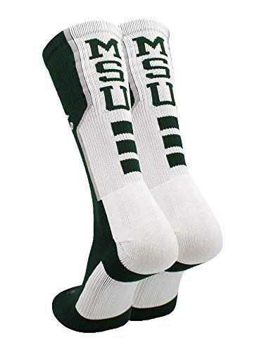 Tck Michigan State Perimeter Crew Socks (Dark Green/White/Grey, Medium) #TOP1