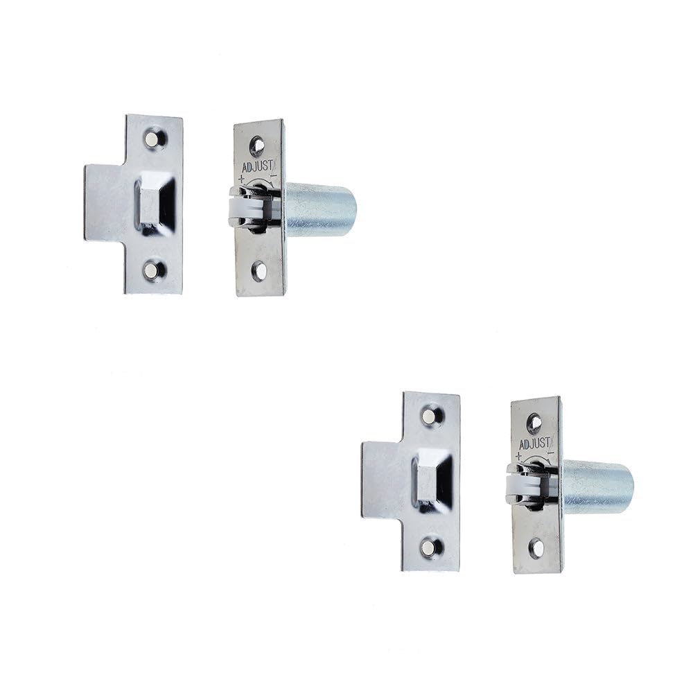 Loops Polished Chrome 2 Pack Premium Adjustable Rollerbolt Catches With Nylon Roller In Finish - 36Mm
