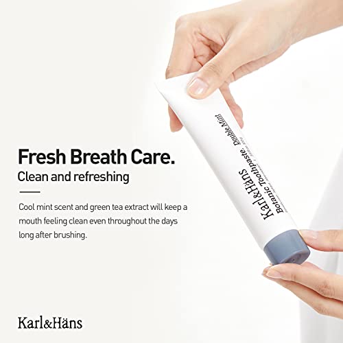 Karl&Hans Botanic Double Mint Toothpaste With Fluoride - Natural, Freshens Breath, Strengthens Enamel, Whitens Teeth, And Soothes Sensitive Teeth With Xylitol And Aloe Extracts, 3.5 Oz #TOP1