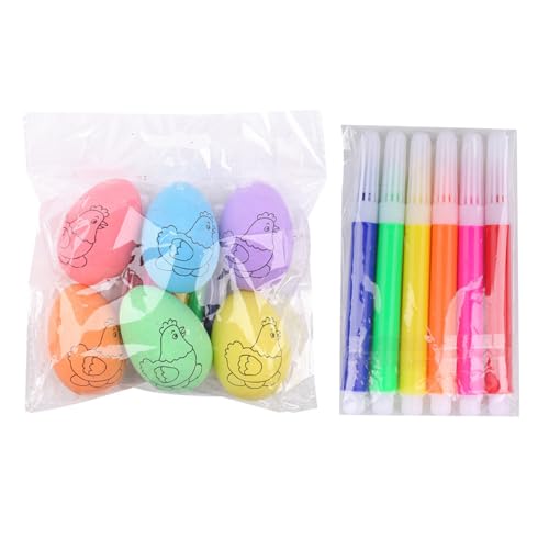 Pintura de huevos de Pascua, kit de manualidades, juego de tinte de huevo auténtico de 2.36 x 1.57 pulgadas, incluye 6 colorantes, divertidas herramientas de decoración para cestas de caza de Pascua