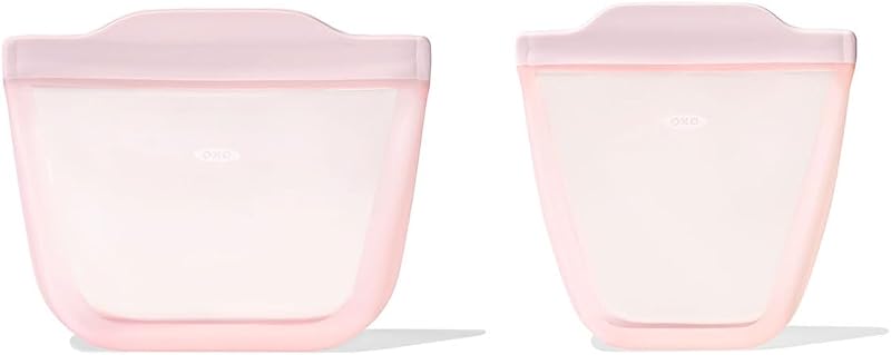 OXO Tot Silicone Reusable Bags – 2 Piece Cup and Snack Set - Blossom